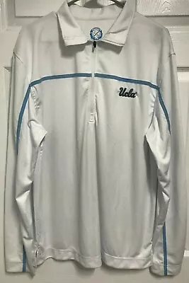 UCLA BRUINS Men White 1/2 Zip Pullover Long Sleeve Shirt Jacket L Campus Drive  • $9.99