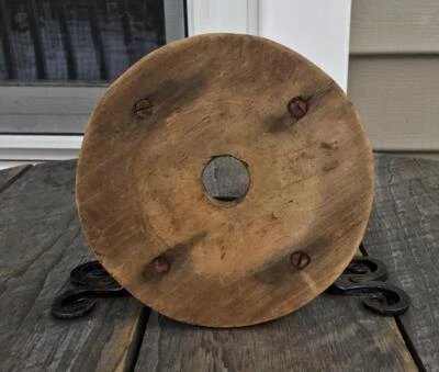 $59.99 • Buy Antique Primitive Wooden Butter Churn Crock Lid 5  D Country Farmhouse Kitchen