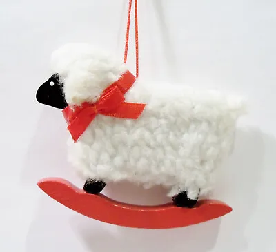 Sheep Lamb Rocking Toy Wood Wooden Woolly Vintage 1980's Midwest Taiwan Ornament • $8.99