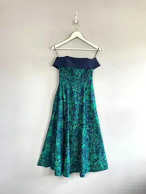 Vintage 80s Dress Blue UK8 Susan Gillis Browne Cocktail Prom 50s Vibe • £39.99