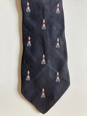 Vintage Lighthouse Motif Tie ~ Bermuda Yacht Race Participant 1972 Prep Trad • $32