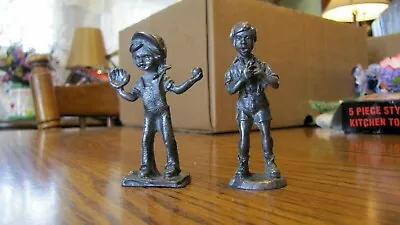 Lot 2 Vintage Miniature Pewter Figurine Boy & Girl Child Baseball  2 3/4  Tall • $4.99