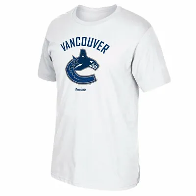 Vancouver Canucks Reebok 'Jersey Crest' Primary Team Logo White T-Shirt Men's • $13.99