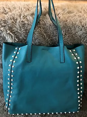 NWOT MILLY Women’s LARGE PEBBLE LEATHER STUDDED Shoulder Bag TOTE • $78.26