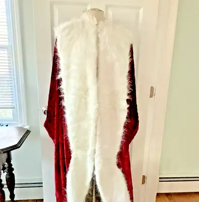Long Red Velvet Cape White Faux Fur Trim Christmas Santa Royal King Renaissance • $99.99