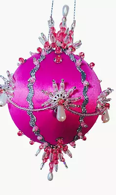 Christmas Ornament. Holiday Ornament. Pink Ornament. Beaded Ornament. • $26