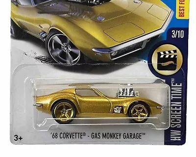 Hot Wheels '68 Corvette - Gas Monkey Garage SUPER CUSTOM W/ Real Riders (gold) • $18.99