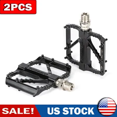 A Pair 9/16  Bike Pedals Road Bicycle Aluminum Sealed Bearing Metal Flat Pedals • $13.69