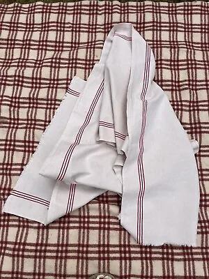 £34.99 • Buy Vintage Old French Long Length Red Striped Linen Torchon Table Runner Cushions