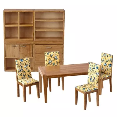 Dollhouse Miniature - Sullivan Dining Room Set Golden Oak 9 Piece • $39.95