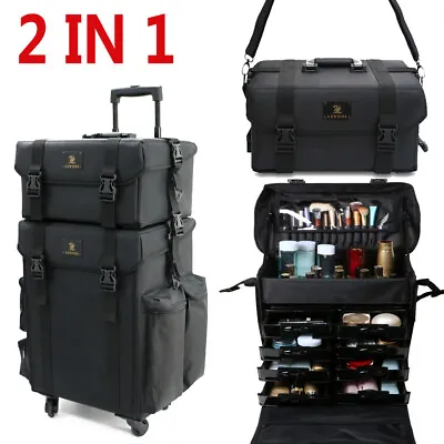 Large Professional Make Up Vanty Trolley Case Cosmetic Beauty Storage On Wheels • £149.91