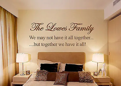 PERSONALISED Family Bedroom  Art Quote Wall Sticker  Modern Transfer UK SH192 • £10.79