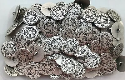 28mm 44L Antique Silver Grey Effect Flower Filigree Metal Shank Buttons (XM8) • £1.39