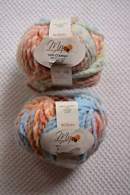 Muench My BIG Baby Super Bulky Yarn 100% Microfiber Acrylic Italy Lot Of 2 • $12