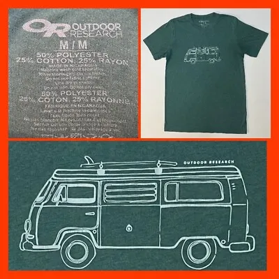 Outdoor Research Womens Moss Green T-Shirt Sz M Chest 36” VW Bus Van Surfboard • $15.99