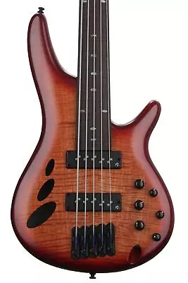 Ibanez SR Bass Workshop Fretless 5-string Electric Bass - Brown Topaz Burst Low • $1299.99