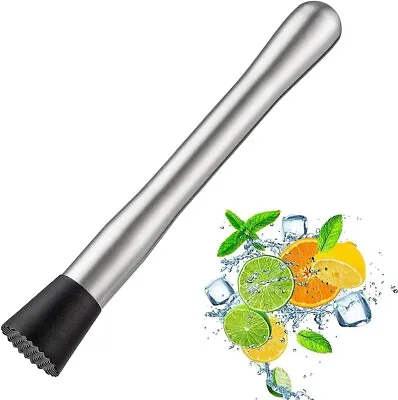 Cocktail Muddler Stainless Steel 8 Inch Fruit Ice Crusher Bar Tool Bartender Set • $8.99