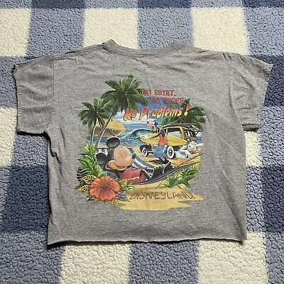 VTG Y2K Disneyland Cropped Shirt No Shirt No Shoes No Problems Sz M? • $9.95