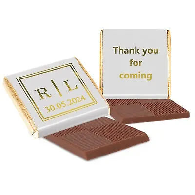 Personalised Wedding Chocolate Favours Neapolitan Gold Silver Square Initials • £11.95