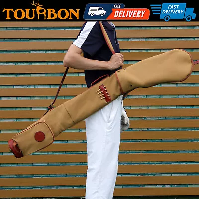 Tourbon Vintage Canvas Golf Range Bag Sunday Travel Carry Golf Iron Clubs Cover • $179.99