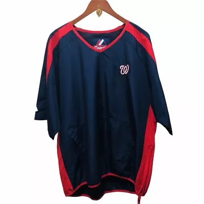 Washington Nationals MLB Majestic V Neck Pullover Practice Top Men’s Large T21 • $0.99