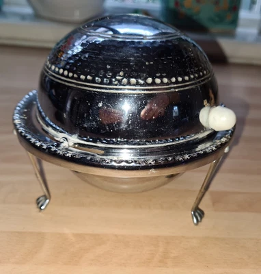 £9.99 • Buy Queen Anne Vintage Butter Dish Revolving Mayell Silver Plated Regency Caviar Pot