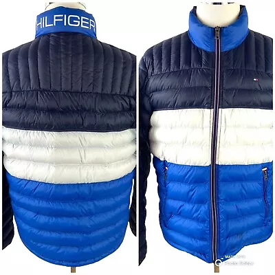 Tommy Hilfiger Men's Duck Down Full Zip LOGO Packable Quilted Coat Size Large • $45.99