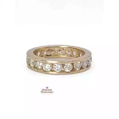 14K Yellow Gold Brilliant Cut Diamond 1.9 CTW Infinity Band Ring Vintage • $2095