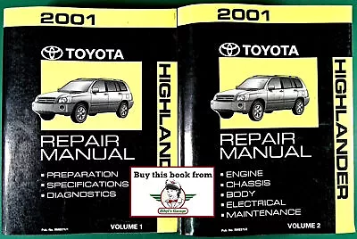 2001 Toyota Highlander Shop Service Repair Maintenance Manual 2 Vol Set • $129.95