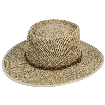 Mens 100% Straw Seagrass Summer Panama Fedora Trilby Sun Hat • £22.95