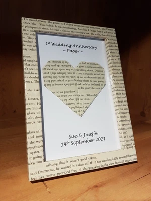 £8 • Buy Personalised Handmade 1st Paper Wedding Anniversary Frame Gift. Decoupage Frame