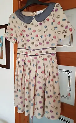 Holly Willoughby Dress Size 10 Cream With Colourful Spots.Vintagestyle Tea Dress • £10
