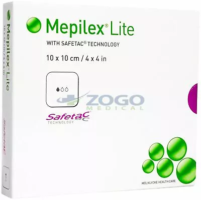 Mepilex Lite Thin Silicone Foam Dressing 4'' X 4'' Square Adhesive -5/Box • $30.81