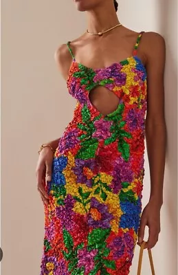 Mara Hoffman Sz M Kimiko Rainbow Smocked Multicolor Popcorn Dress • $295
