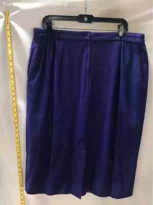 Womens Blue Wool Elastic Waist Front Slit Straight & Pencil Skirt Size 20 • $9.99