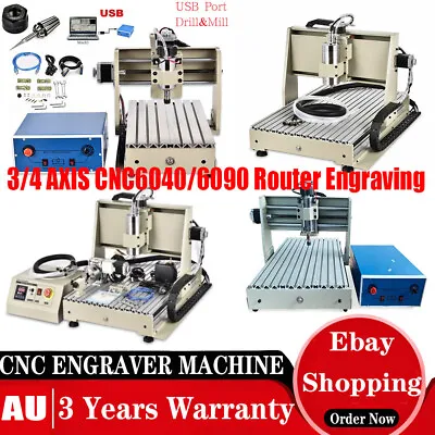 3040/6040/6090 3AXIS/4AXIS USB CNC Router Drilling Milling Engraving 3D Cutter! • $1691.02