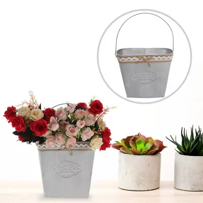 Hanging Wall Planter Galvanized Wall Bucket Table Centerpiece Decoration • £10.39