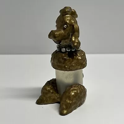 Poodle Dog Trinket Box Gold Color Bejeweled Container Tube Hand Made • $17.95