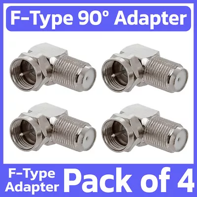 4 Pack F-Type Male To Female 90° Angle Adapter Right Angle Coax Cable Connector • $8.49