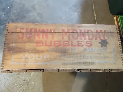 Vintage Antique Sunny Monday Wood Soap Box Crate Finger Joint • $75