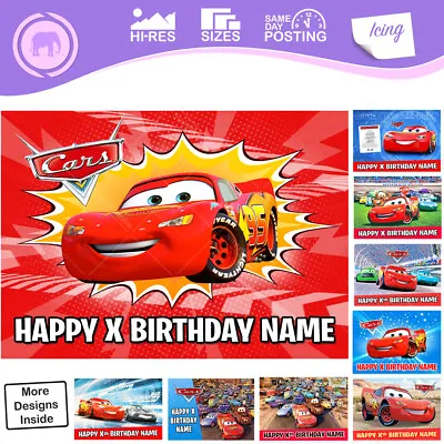Cars Lightning McQueen Personalised Cake Topper  Rectangle Sizes Inc Costco • £13.97