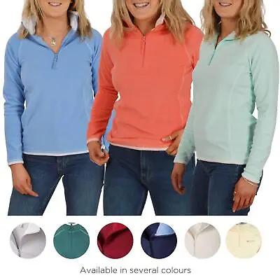 Mountain Warehouse Womens Half Zip Neck Fleece Contrast Neck Soft Warm • £15.95