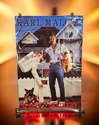 Original 1988 Karl Malone Signed Poster Special Delivery Costacos Brothers VTG • $142.49