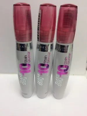 LOT OF 3 - Maybelline New York Superstay 10 Hour Stain Gloss Pink Plush #100  • $29.74