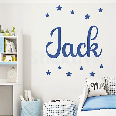 Personalised Wall Sticker Kids Name Word Baby Stars-boy Girl Bedroom Nursery • £3.95