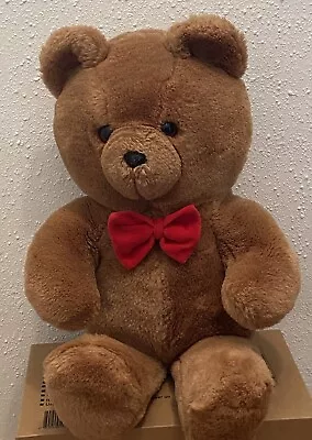 Vintage DAKIN 1986 Fun Farm Brown Plush Teddy Bear With Red Bow Tie - Animal Toy • $26