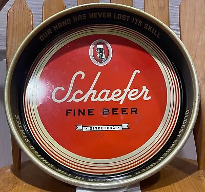 Great Condition Schaefer Fine Beer (1842) 13  Metal Tin Litho Beer Tray VINTAGE • $44.99