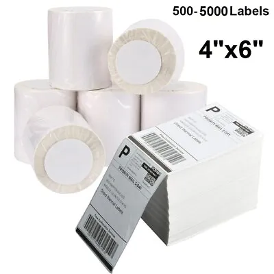 500-4000 Direct Thermal Address Shipping Labels 4x6 Perforated For Rollo & Zebra • $75.95