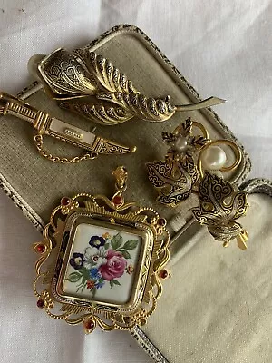 £12.99 • Buy Collection Of Vintage 1950s/60s Toledo Damascene Costume Jewellery Brooches 22ct