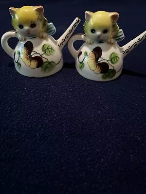 Set Of Vintage Cat Tea Kettle Salt And Pepper Shakers From Victoria Ceramics Jap • $8